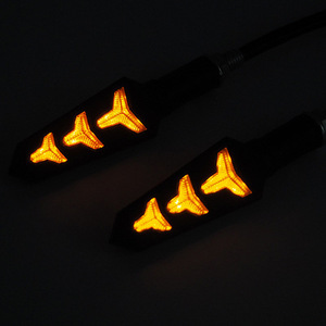 Motorcycle Turn Signal Light LED Herringbone Style Sequential Y-Shaped 3 Lens Side Retrofit Upgrade ABS <b>Material</b> - Product Image 3