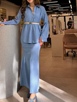 2025 femmes décontracté Abaya costume couleur unie lin sans manches ourlet évasé automne Eid quotidien gilet de sauvetage jupe transfrontalière étrangère