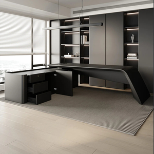 High-end Modern Executive <strong>Desk</strong> Luxury Office Furniture L-Shaped Boss Table CEO <strong>Desk</strong> with Integrated Side Cabinet - Product Image 2
