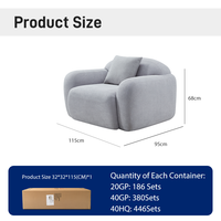 Fauteuil design italien moderne en tissu, fauteuil lounge incurvé avec ottoman, mousse haute densité emballée sous vide