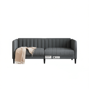 Sofá de 2 Plazas de Tela de Poliéster Gris Oscuro con Respaldo Acolchado, Muebles Modernos para Sala de Estar, Marca [Nombre de la Marca] - Product Image 1