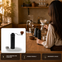 Moulin à café manuel portable ergonomique pour débutants, réglable, à faible effort, avec meules en acier inoxydable 420, idéal pour la vente en gros