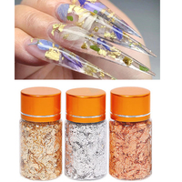 1 Pièce Accessoires de Décoration d'Ongles Feuilles de Paillettes Dorées, Argentées, Cuivrées en Vrac pour Manucure et Dorure