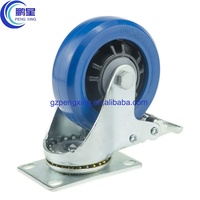 Pengxing – roulette en caoutchouc élastique bleu 3/4/5 pouces plaquée de Zinc, noyau en plastique Pp, boîtier de vol industriel Standard, roulettes rigides