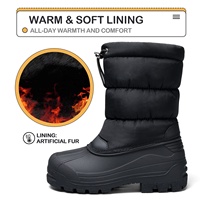 Bottes de neige imperméables YL-25413 noires mi-mollet antidérapantes et chaudes pour enfants, idéales pour l'hiver (vente en gros)