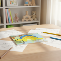 Puzzle Kayu Wincent Stegosaurus Dinosaurus Montessori Mainan Edukasi Anak Belajar Perkembangan Dini Mencocokkan Bentuk