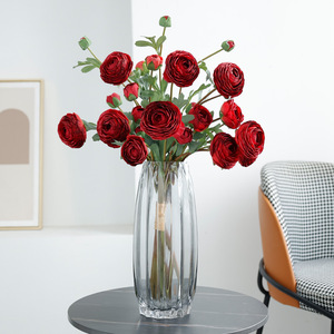 Fleurs de pivoine artificielles, 3 tiges nouées, 9 têtes, en soie, haute simulation, décoration intérieure, accessoires de mariage, style moderne - Product Image 3
