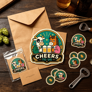 Vibrant Cartoon Die Cut Stickers High Quality Synthetic Paper Funny Animal Graphic <b>Decals</b> For Beer Themed Merchandise Party - Product Image 5