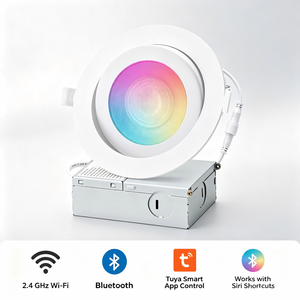 ไฟดาวน์ไลท์ LED อัจฉริยะแบบฝังขนาด 3.5-6 นิ้ว เปลี่ยนสีได้ RGB ควบคุมผ่าน WiFi 2.4GHz บลูทูธ แอป Tuya และ Siri พร้อมไฟเพดาน - Product Image 1