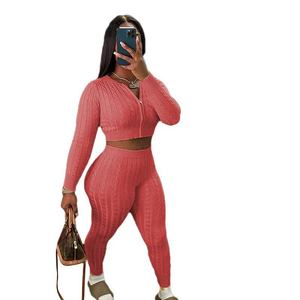 Logo personalizzato Oem vecchio stile denaro due pezzi Set <span class=keywords><strong>tuta</strong></span> in maglia con cavo Jacquard Cardigan pantaloni Slim Fit lavorato a maglia maglione <span class=keywords><strong>da</strong></span> <span class=keywords><strong>donna</strong></span> - Product Image 4