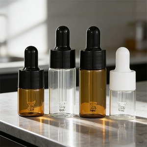 Stock Small Oils Sample Cosmetic Packaging 1ml 2ml 3ml 5ml Amber <b>Mini</b> Vial Essential Oil Dropper Glass Bottles - Product Image 2