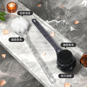 Bath Brush Long Handle Glacier Pattern Soft Bristles Flower Shape Shower Scrubber Massage Tool - Product Image 3