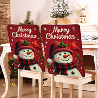 Weihnachts-Stuhlhussen-Set Esszimmer-Schutzbezüge Abnehmbar Waschbar Dehnbar Weihnachtsbaum Schneemann Hotel Party Hochzeit Feiertagsdekoration