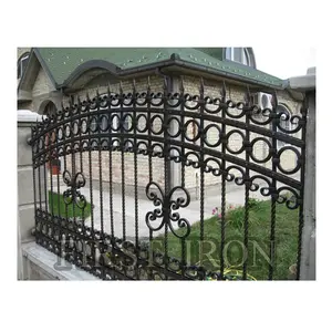 Custom outdoor decorative wrought iron arched metal garden fence