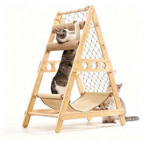 Torre para Gatos <span class=keywords><strong>de</strong></span> <span class=keywords><strong>Madera</strong></span> Maciza Multifuncional y Económica, Postes <span class=keywords><strong>de</strong></span> Sisal, <span class=keywords><strong>Hamaca</strong></span> Transpirable para Gatos Pequeños y Medianos, Uso en Interiores - Product Image 2