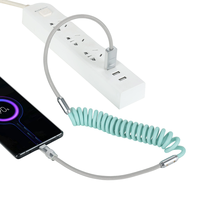 Vente chaude Enroulé Rétractable Données Usb Câble Aviation En Alliage De Zinc Sprial USB à Type C Chargeur De Voiture Avec Tresse Blindage