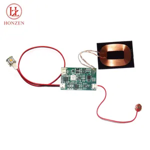 High quality pcb qi foil wireless charging receiver circuit module with 3.7v battery connect 1w smd leds