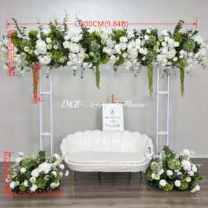 हरे रंग की सफेद शादी के फूलों की सजावट के लिए कृत्रिम फूलों की व्यवस्था, फोटो बूथ पृष्ठभूमि - Product Image 4