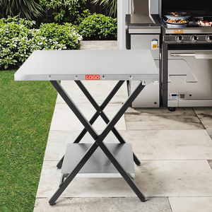 Table pliante modulaire portable double couche en acier inoxydable légère pour préparation de barbecue extérieur et mobilier de jardin Villa KN - Product Image 6