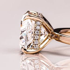 Bague Solitaire en Or Massif 14 carats avec Diamant Naturel, Taille Coussin, Halo Caché, Sertissage à Griffes, Mignonne et Classique, pour Fiançailles, Mariage, Fête, 1-3 carats - Product Image 5