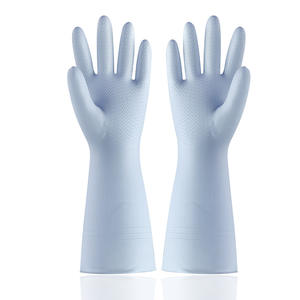 Gants de nettoyage ménager, épais, imperméables, antidérapants, en caoutchouc, pour la cuisine, couleur unie, 30 32 cm - Product Image 4
