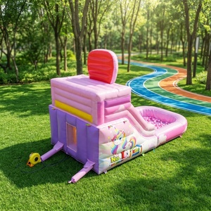 Toboggan aquatique gonflable sur le thème de l'unicorn certifié EN14960, résistant aux intempéries, utilisation commerciale, installation facile, rose, fée, festival d'été - Product Image 6