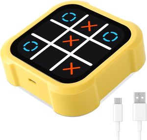 Jeu Électronique Tic Tac Toe Portable – Console Puzzle Jaune – 9 Niveaux – 2 Modes – Cadeau Voyage Enfant Adulte