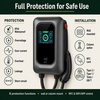 Nouveau chargeur EV 22 kW Type 2 mural 32A triphasé pour la maison, RFID, application, CE, TUV, OCPP 16, EN 61851, garantie 2 ans, personnalisé