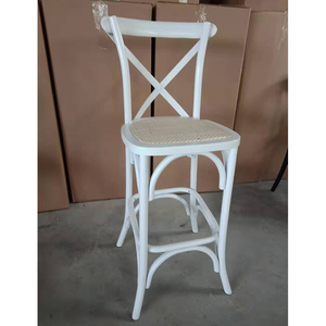Tabouret <span class=keywords><strong>de</strong></span> <span class=keywords><strong>bar</strong></span> en bois à dossier croisé, <span class=keywords><strong>chaise</strong></span> pour <span class=keywords><strong>coussin</strong></span> en rotin - Product Image 1