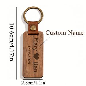 Porte-clés en bois personnalisé avec gravure de nom, porte-clés en noyer personnalisé pour les chambres d'hôtel, les bureaux, cadeau souvenir - Product Image 3