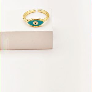 Anillo de Ojo Turco para Mujer, Joyería de Moda, Diseño Geométrico, Accesorio para Fiesta, Tono Dorado, Patrón de Ojo Multicolor - Product Image 3