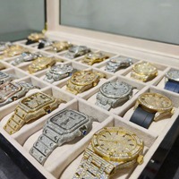 Montre automatique étanche en acier inoxydable plaqué or avec cadran en moissanite glacée, 42 mm, édition limitée de luxe Hip Hop pour homme et père