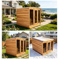 Cabine de sauna extérieure traditionnelle finlandaise humide/sèche en bois massif d'épinette, design moderne, pour parc et spa, avec chauffage écologique alimenté par prise électrique