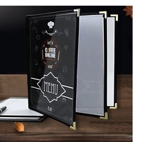 Menu de café en format A4, couverture plate, 3 pages, 6 vues, reliure cousue de haute qualité en PU+PVC de Yimi