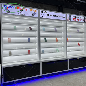 Wall Glass Showcase with Plywood LED Lighting Standing Showcase and Custom <strong>Display</strong> <strong>Cases</strong> for Mobile Phone and Retail Shop - Product Image 5