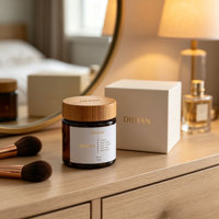 Nouveau pot cosmétique en verre ambré dépoli transparent pour beurre corporel naturel, avec couvercle en bambou, disponible en 5, 10, 20, 30, 50, 100g et 200g