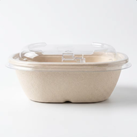 Bol jetable écologique en pulpe de 770 ml avec couvercle pour pique-nique en extérieur, buffet, traiteur, événements et fêtes