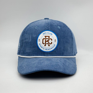 Tùy chỉnh màu xanh vải to sợi 6 Bảng điều chỉnh dây Mũ bóng chày cổ điển Snapback mũ dây đeo trở lại CHA mũ đồng bằng vải to sợi dây mũ với vá Logo - Product Image 3