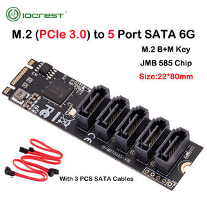 IOCREST M.<span class=keywords><strong>2</strong></span> (PCIe 3.0) 至5端口SATA III 6g固态硬盘适配器，带SATAIII电缆支持UEFI PCIe Gen3x2非RAID Jmb 585芯片 - Product Image 2