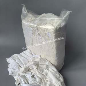 Trapos de Felpa Blancos Reciclados 100% Algodón, Uso Industrial, 10 kg de Trapos de Felpa Blancos para Limpieza - Product Image 1