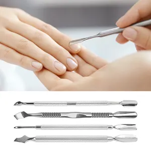 Nail Kit Files Cuticle Ppusher Dual Ended Nail Care Tool Surgical Medical Grade Stainless Steel Fork Nail Cuticle Pusher Round