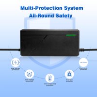 Chargeur de batterie pour vélo électrique 48V, adaptateur d'alimentation pour batterie Li-ion 54.6V 2A pour vélo électrique et trottinette avec pack d'éclairage LED rouge et vert