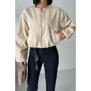 Women's <b>Elasticated</b> Bomber Jacket Comfortable Denim Coats - Product Image 4