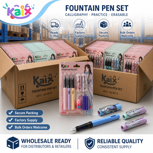 Ensemble de stylos plume personnalisés KAIX à faible MOQ, pointe fine, encre noire et bleue, effaçable, pour la vente au <span class=keywords><strong>d</strong></span>étail e-commerce - Product Image 6