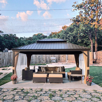 Pergola à toit rigide en aluminium résistante aux UV, imperméable, pour jardin, patio, hôtel, restaurant