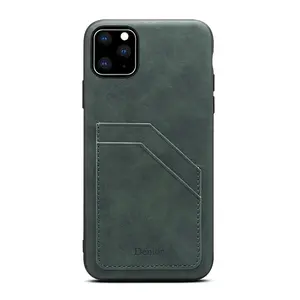 Capa de couro ultra fina com bolso para celular iPhone 15 14 13 12 Pro Max porta-cartões