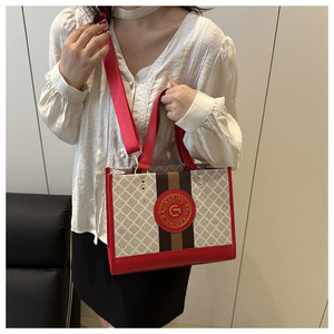 Nouveaux Sacs Cabas en Toile pour Femme Collection Automne 2025, Style Géométrique avec Assemblage de Couleurs et Fermeture Éclair, Sacs à Main - Product Image 5