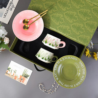 Ensemble de tasses à café en céramique de style rétro, double tasse, cadeau pour les anniversaires, les fêtes de déménagement, les mariages, en couple, souvenir