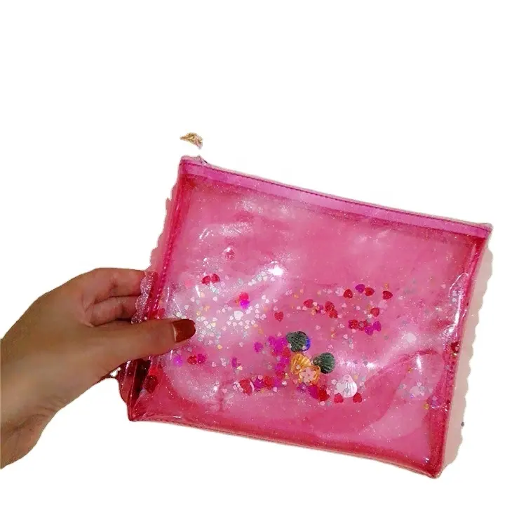 Newest fashion cute girl's glitter pvc cosmetic pouch