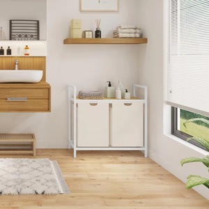 Organizador de ropa multifuncional de bambú con cesta extraíble y desmontable para separar la ropa sucia y cestas para la ropa. - Product Image 2